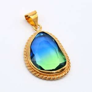 Tourmaline Silver Pendant and Pendant  925K Sterling Silver  Handmade 24K Gold Over  Tourmaline silver Authentic Tourmaline Silver Pendant