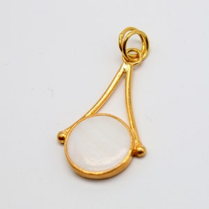 Shell Pendant Silver 24k Gold Over Vermeil Pendant Birthstone Christmas gift  Dainty Gift Gift For Her Beautiful White Shell Pendant
