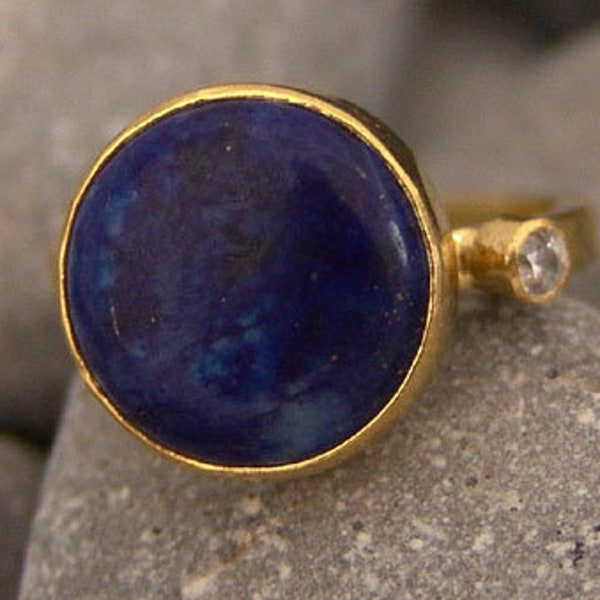 Bague en lapis-lazuli en argent massif fait main en argent 925 K, bague pour maman et mère, cadeau de demoiselle d'honneur en argent délicat, bagues d'art romain pour femme