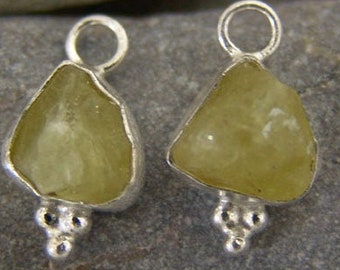 Green Apatite Sterling Silver Earring Charms, Handmade Dangle