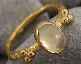 Moonstone Ring, 24k Gold Vermeil, 925 Sterling Silver
