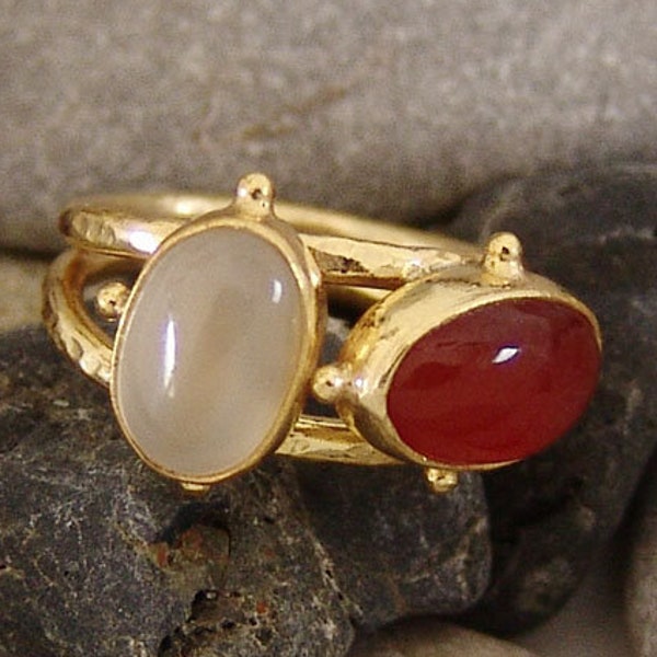 Carnelian Ring Moonstone Ring  Solid Silver Minimalist Ring  925K Sterling Silver  Ancient Roman Art Bridesmaid Gift  Dainty Mothers Day