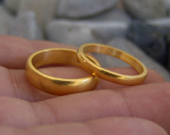 24k Gold Over Sterling Silver Hammered Band Ring