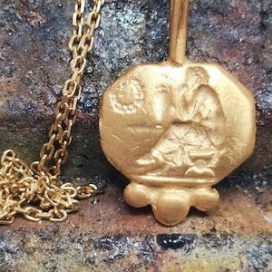 Roman Art Ancient Greek Sun Figured Signet Necklace Silver Necklace  Silver Jewely  Dainty Gift  Artisan Necklace