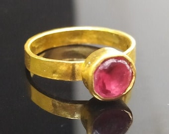 Bague rubis, argent sterling 925 carats, anneau minimaliste fait main