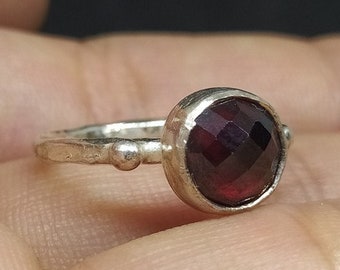 Handmade Sterling Silver Ruby Ring, Minimalist Gemstone Jewelry