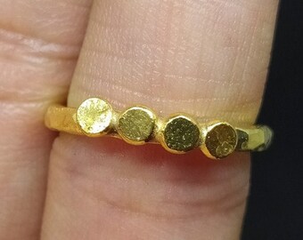 Four Dots 24K Gold Over Sterling Silver Band Ring