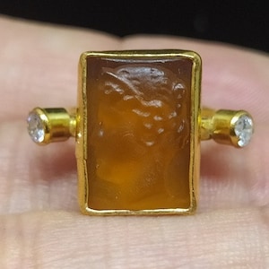 Intaglio Glass Silver Ring  Intaglio Glass Ring Gold Over  Fashion Ring  Glass Ring  Mothers Gift  Dainty Gift ntaglio rome silver ring