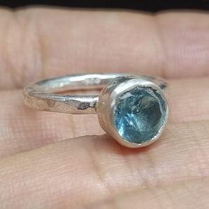 Blue Topaz Ring Stacking Dainty Ring  Engagement Ring  December Birthstone  Swiss Blue Topaz  925K Sterling Silver Ring