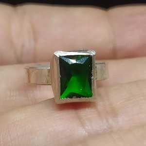 Emerald Ring Solid Silver  925K Sterling Silver  24K Gold Vermeil  Dainty Ring  Authentic Ring  Hammered Ring Roman Art Greek Rings