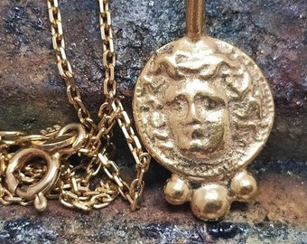 Roman Art Ancient Greek Roman Art Medusa Figured Signet Necklace Silver Necklace  Silver Jewely  Dainty Gift  Artisan Necklace