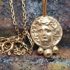Roman Art Ancient Greek Roman Art Medusa Figured Signet Necklace Silver Necklace  Silver Jewely  Dainty Gift  Artisan Necklace
