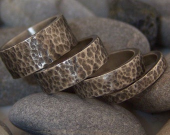 Hammered Sterling Silver Band Ring, Promise Ring