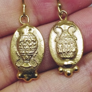 Roman Coin Earrings Silver  925K Sterling Silver  Gold Over Dangle Earrings  Ancient Roman Coin  Earrings Roman Coin Human Signet Earrings