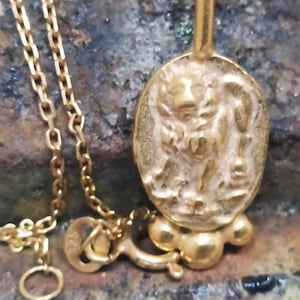 Roman Art Ancient Greek Roman Art Lion Figured Signet Necklace Silver Necklace  Silver Jewely  Dainty Gift  Artisan Necklace