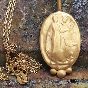 women and doves in ancient times Figured Signet Necklace Silver Necklace  Silver Ancient Necklace Artisan Necklace virgin mary coin necklace