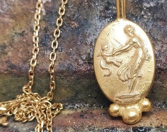 Mother and Child Ancient Greek Roman Figured Signet Necklace Silver Necklace  Silver Jewely  Dainty Gift  Ancient Necklace Artisan Necklace