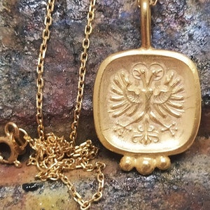 double headed eagle Signet Necklace Hammered Silver Necklace  Silver Jewely  Dainty Gift  Ancient Necklace Mothers Gift Artisan Necklace