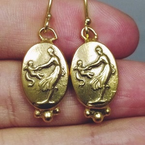 Roman Coin Earrings Silver  925K Sterling Silver  Gold Over Dangle Earrings  Ancient Roman Coin  Earrings Roman Coin Human Signet Earrings
