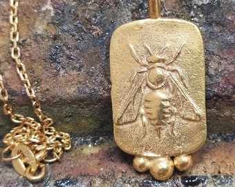 Bee Figured Zeus Necklace Signet Necklace Silver Necklace  Silver Jewely  Halloween Gift  Ancient Necklace Mothers Gift Artisan Necklace