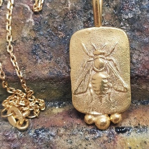 Bee Figured Zeus Necklace Signet Necklace Silver Necklace  Silver Jewely  Halloween Gift  Ancient Necklace Mothers Gift Artisan Necklace