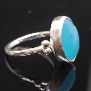 Blue Topaz Ring Stacking Dainty Ring  Engagement Ring  December Birthstone  Swiss Blue Topaz  925K Sterling Silver Ring