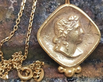 Ancient Hero 925k Sterling Silver Necklace, 24k Gold Over
