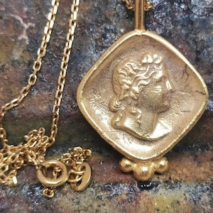 Ancient Hero Women Figured Signet Necklace Silver Necklace  Silver Jewely  Dainty Gift  Ancient Necklace Artisan Necklace