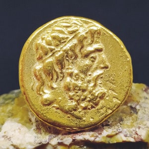 Signet Ring Roman Coin Sterling Silver Ring 24k Gold Over Coin Ring  Gold Vermeil   Gold Overlay Ring Ancient Greek Coin Ring  Signet Ring