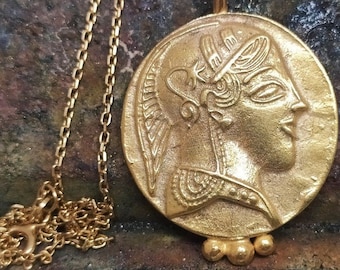 Egyptian Woman Signet Necklace - 24k Gold over Sterling Silver