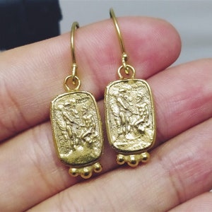 Two Human Earring Roman Coin Earrings Silver  925K Sterling Silver  Gold Over Dangle Earrings  Ancient Roman Coin  Roman Coin Angel Earrings