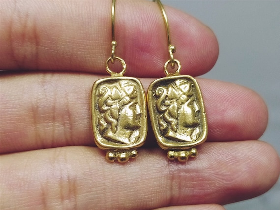 Antique Roman Bronze Coin Earrings Sterling Silver Antique Roman Bronze Coin Earrings Sterling Silver