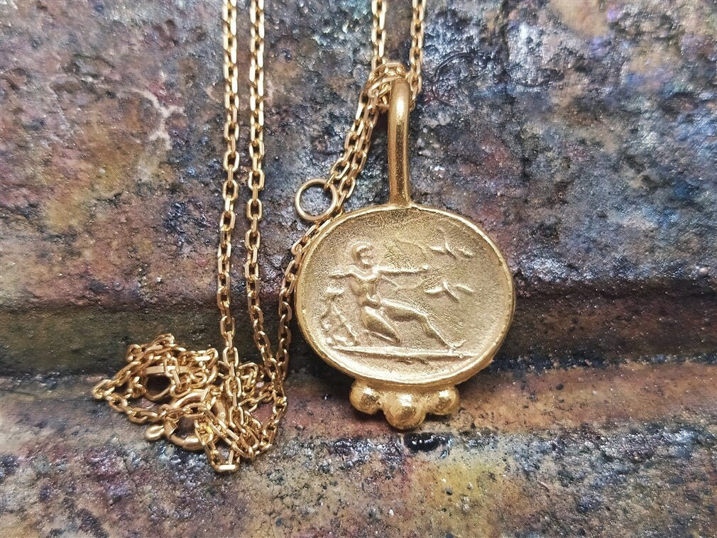 Hercules Signet Necklace Hammered Silver Necklace Silver Jewely Dainty Gift Ancient Necklace Mothers Gift Artisan Necklace