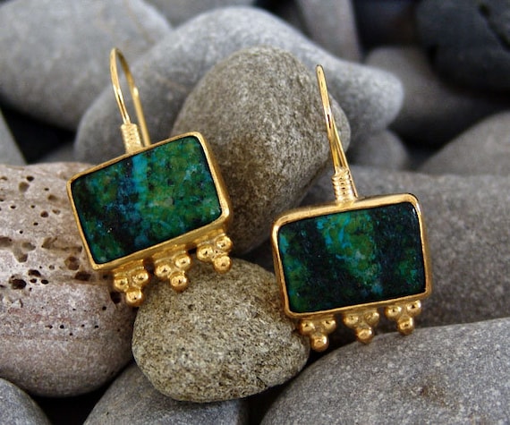 Original Smaragd Stein Handmade Sterlingsilber Vergoldet Ohrringe für Damen 