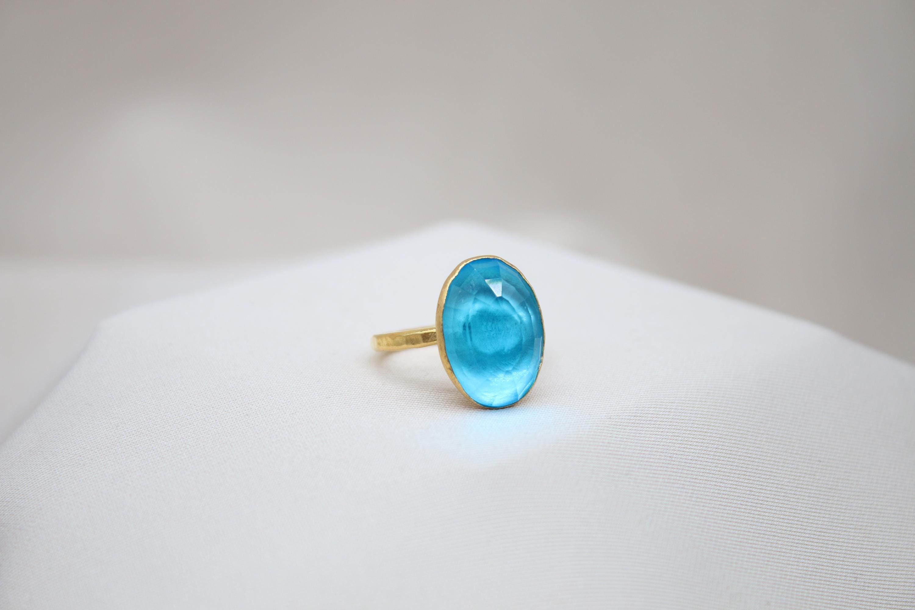 Blue Topaz Ring Stacking Dainty Ring  Engagement Ring  December Birthstone  Swiss Blue Topaz  925K Sterling Silver Ring