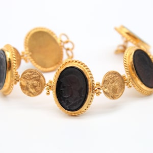 Intaglio Glass Silver Bracelet \\ Greek Mythology Carving Style \\ Genuine Glass Carving \\ Roman Intaglio Glass Bracelet \\ Gift For Her