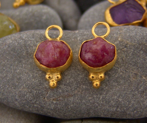 Ruby charms Solid Sterling 925K Sterling Silver Handmade Ruby charms Gold Over Minimalist Earring Dangle Earrings ruby charms