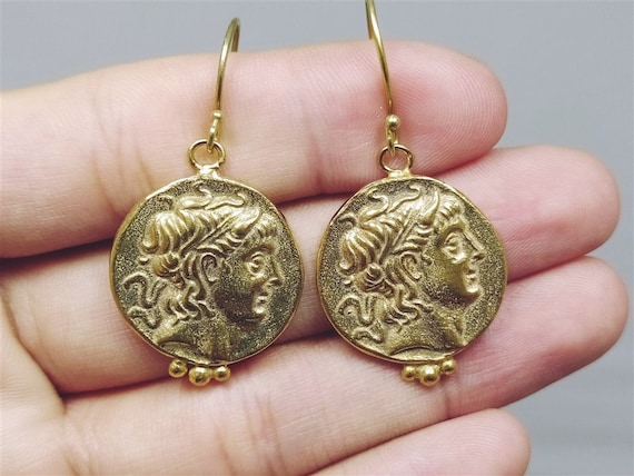 Antique Roman Bronze Coin Earrings Sterling Silver Antique Roman Bronze Coin Earrings Sterling Silver