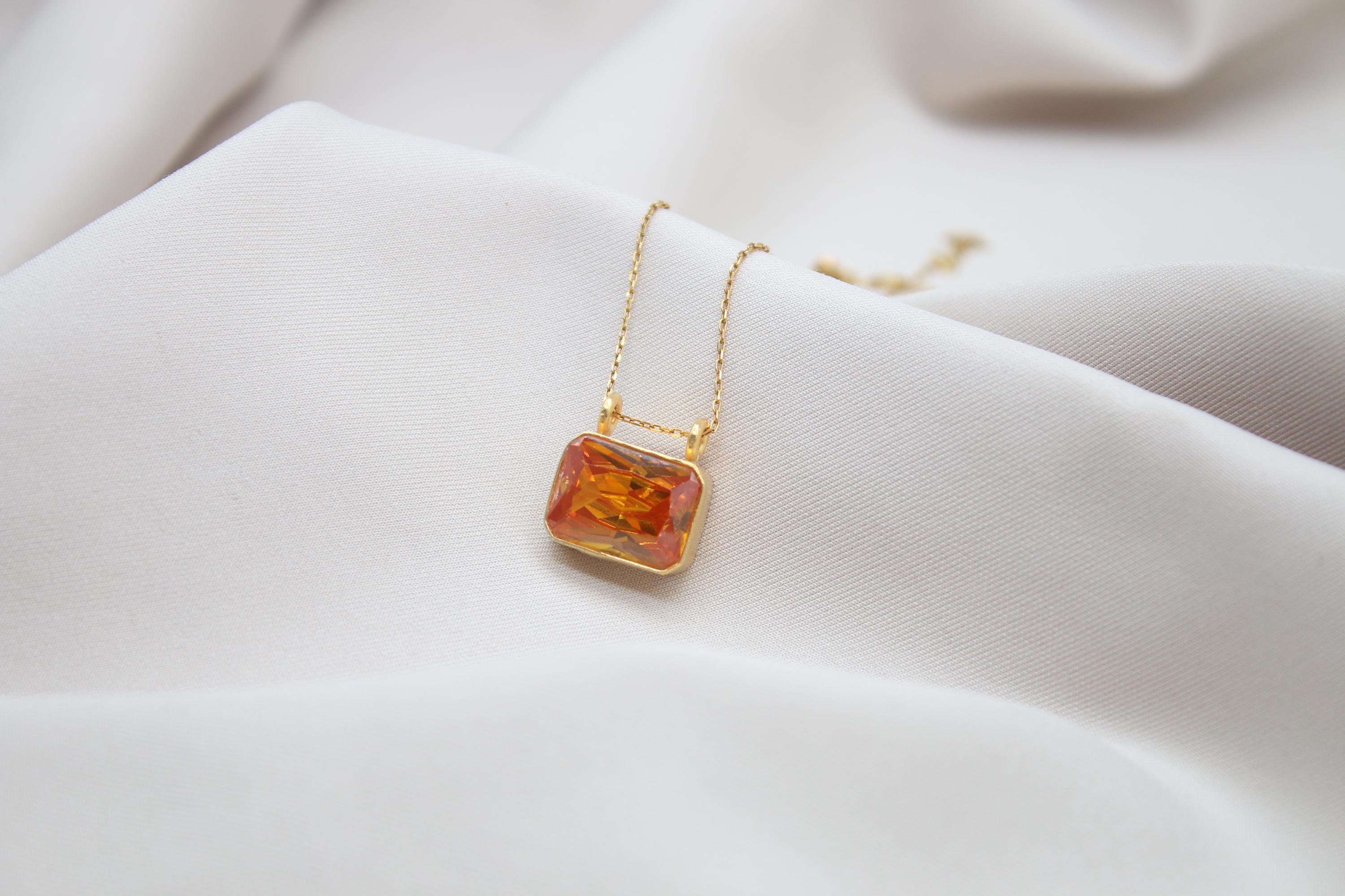 Yellow Topaz Necklace, Handmade 925 Sterling Silver Jewelry, Gold-Plated Gemstone Pendant, Elegant Gift For Her, Mother's Day Necklace
