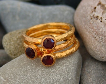 Handmade Ruby Ring, 24k Gold over Sterling Silver