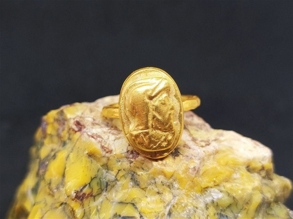 Sterling Silver Roman Soldier Signet Ring With Bronze Coin - Etsy