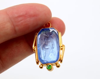 Intaglio Glass Aphrodite Silver Pendant: The Ideal Handmade Jewelry Christmas Gift