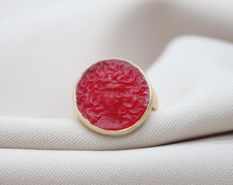 Ancient Greek Circe Ring, Red Intaglio Glass, 925 Sterling Silver