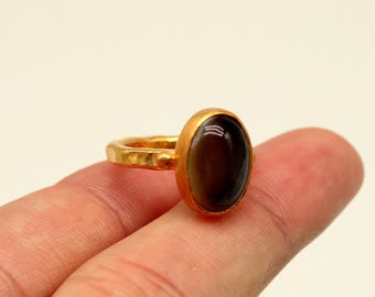 Handmade 925 Sterling Silver Gold Plated Mood Ring