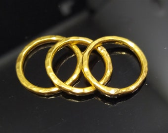 24K Gold Over Sterling Silver Stacking Ring Set, Handmade