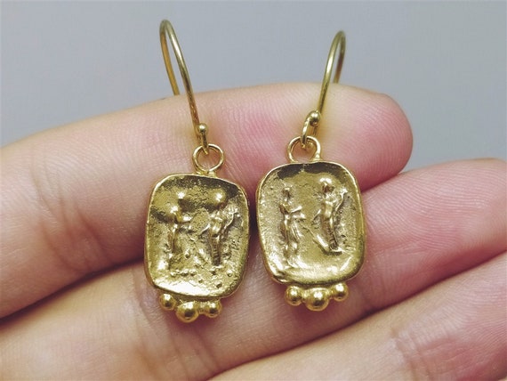 Antique Roman Bronze Coin Earrings Sterling Silver Antique Roman Bronze Coin Earrings Sterling Silver
