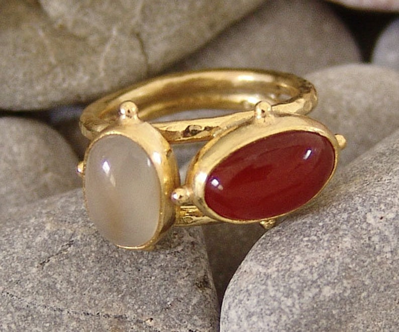 Carnelian Ring Moonstone Ring Solid Silver Minimalist Ring 925K Sterling Silver Ancient Roman Art Bridesmaid Gift Dainty Mothers Day image 3