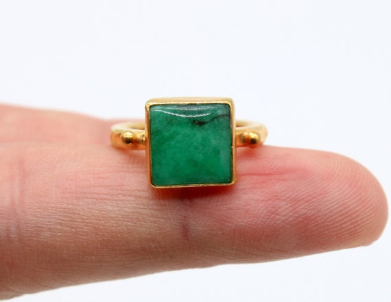 Sterling Silver Square Gemstone Hammered Rings Sterling Silver Square Gemstone Hammered Rings