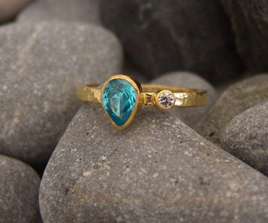 Blue Topaz Ring Stacking Dainty Ring Engagement Ring December ...