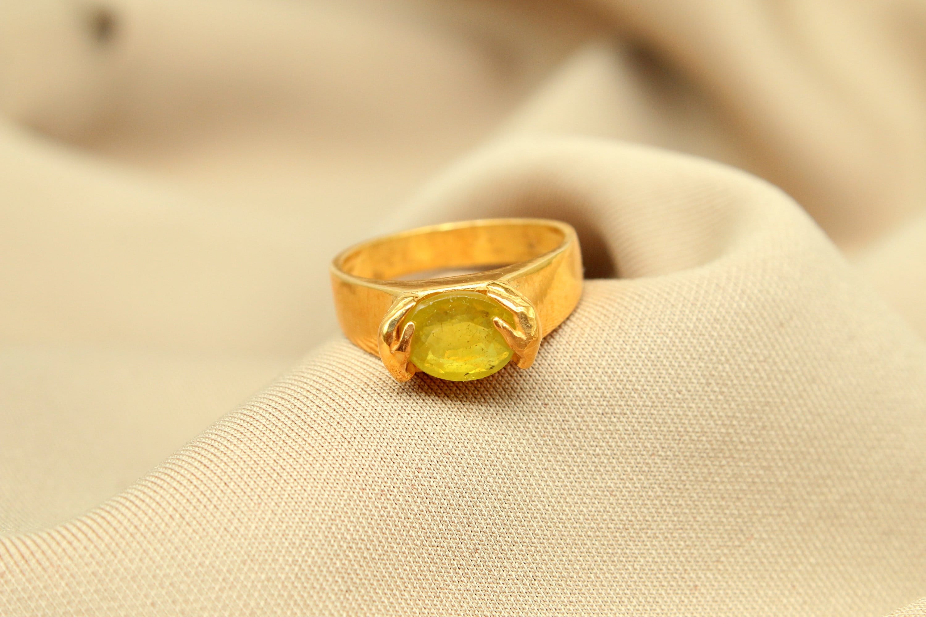 Natural Yellow Sapphire Ring, 24k Gold Over Sterling Silver - Etsy